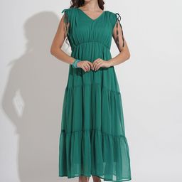 DressBerry V-Neck Chiffon Fit & Flare Georgette Maxi Dress-picture-21