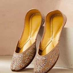 Fabindia Women Hand Embroidered Leather Mojaris-picture-27