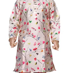 BAESD Boys Floral Printed Regular Dupion Silk Kurta with Pyjamas image 2