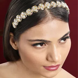 Peora Women Kundan Studded Embellished Hairband-image-88