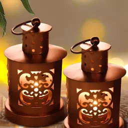 Homesake Copper-Toned Set of 2 Candle Holder-17