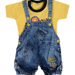 ZADMUS Infants Graphic Embroidered Printed Round Neck Sleeveless Dungaree & T-Shirt-image-90