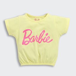 Tiny barbie Girl's Typography Printed Round Neck Cotton Top-52