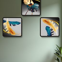 SAF Blue & Black 3 Pieces Wing Wood Wall Art-image-45