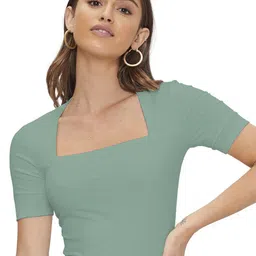 BAESD Women Solid Square Neck Top-image-36