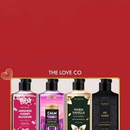 The Love Co Cherry Blossom, Calm & Soothe, Warm Vanilla & Oud Accord Shower Gel -50ml Each-51