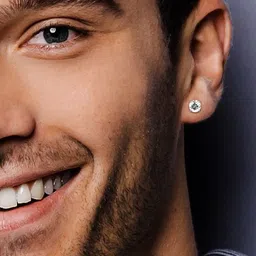 fabula Men Set of 2 Cubic Zirconia Studded Round & Square Shaped Studs image 4