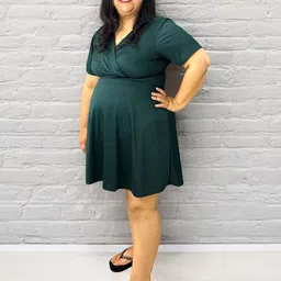 Samsara Couture Plus Size V-Neck Fit & Flare Dress-image-64