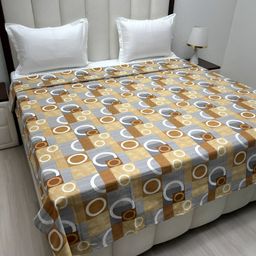 Pure Decor Brown & White Geometric Printed Pure Cotton King Size Duvet Cover-picture-7