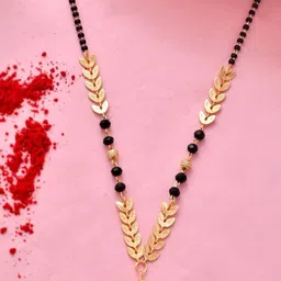 Anouk Gold-Plated Stainless Steel Leaf Design Artificial Beaded Mangalsutra-57
