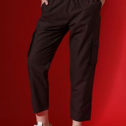 FITHUB Women Straight Fit High-Rise Cargos Trousers-picture-43
