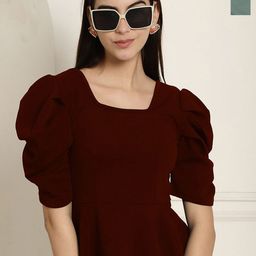 Metronaut Puff Sleeve Peplum Top-picture-50