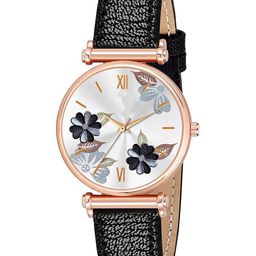 CSAMON Women Round Dial & Leather Straps Analogue Watch C34 RG Fosil BLK Leather_F-image-93
