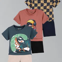 HELLCAT Boys Pack Of 3 Printed Round Neck T-Shirts With Shorts-image-20