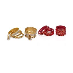 1ST TIME Set Of 10 Gold-Toned Alloy Artificial Stones & Beads Antique Bangles-picture-4