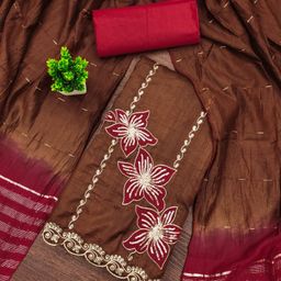 Panzora Embroidered Unstitched Dress Material-image-120