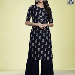 Moda Rapido Selection Of 2 Ethnic Motifs Printed Round Neck Straight Kurta-picture-55