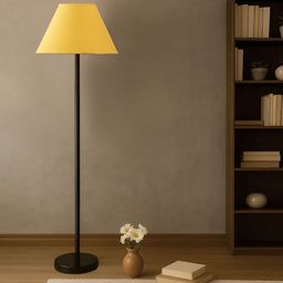 Devansh Yellow & Black Wooden & Cotton Floor Lamp-picture-47