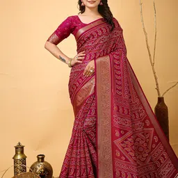HI FI NX Bandhani Zari Silk Cotton Kanjeevaram Saree-image-74