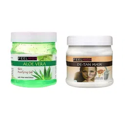 FEELHIGH Face & Body Aloe Vera Gel and De Tan Mask 500ml each-image-9