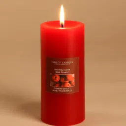 hosley Apple Cinnamon AromaRed Wax Pillar Candle-picture-8