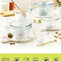 BOROSIL Set Of 3 Transparent Glass Mixing & Serving Bowl image 1