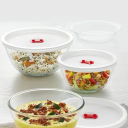 BOROSIL Set Of 3 Transparent Glass Mixing & Serving Bowl image 2
