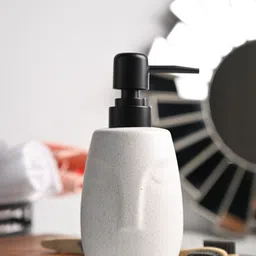 MARKET99 Off-White & Black Face Shaped Ceramic Soap Dispenser - 300 ML-23