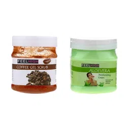 FEELHIGH Combo Of Coffee Gel Face Scrub & Aloevera Moisturizing Cream - 500ml Each-32