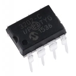 MCP3202 12-Bit Dual Channel A/D Converter (ADC) with SPI Interface IC DIP-8 Package image 1