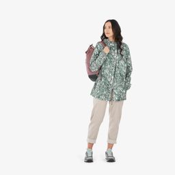 Women Full Zip Rain Jacket with Storage Pouch Floral Print - NH100-7