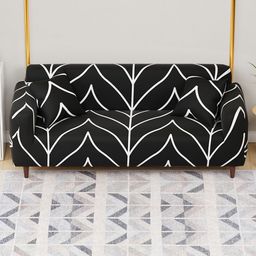 Aura Black & White Printed 3 Seater Sofa Cover With Arms-image-41