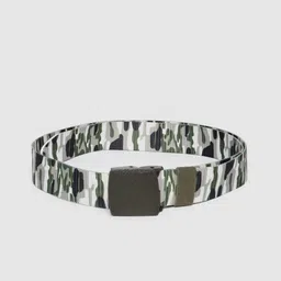 HIGHLANDER Men Olive Green & White Camouflage Print Belt-image-40