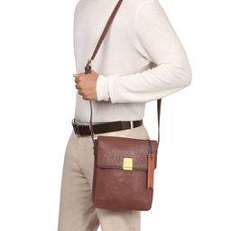 Hidesign Unisex Textured Leather Messenger Bag-21