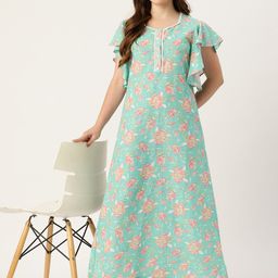 ETC Floral Printed Pure Cotton Maxi Nightdress-picture-48