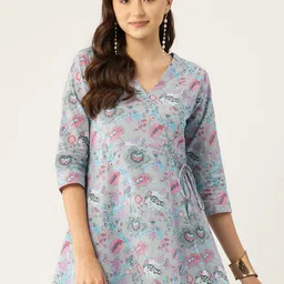 FERANOID Floral Printed Pure Cotton Angrakha Kurti-picture-37