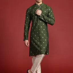 Anouk Men Ethnic Motifs Printed Regular Thread Work Kurta with Trousers-0