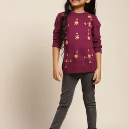 Sangria Girls Magenta & Yellow Floral Pullover-image-20