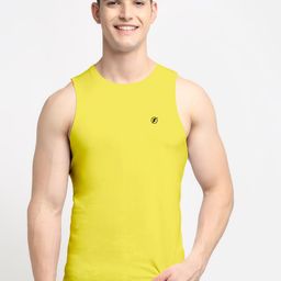 Friskers Men Yellow Solid Cotton Innerwear Vests-image-68
