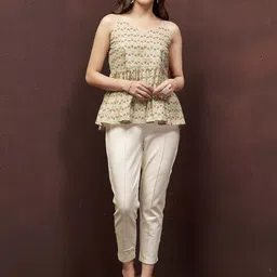 DRESOUL Floral Printed Shoulder Strap Cotton Empire Top-image-48