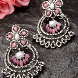 PANASH Silver-Toned Contemporary Chandbalis Earrings-18