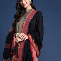 Taavi Solid Tasselled Winter Dupatta-44