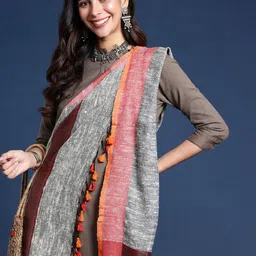 Taavi Woven Design Tasselled Winter Dupatta-image-11