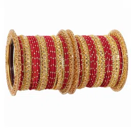 NMII Set Of 46 Gold-Plated Zircon-Studded Chuda Bangles-picture-0
