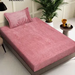 Arrabi Rust 300 TC Single Fitted Woollen Bedsheet with 1 Pillow Cover-image-16