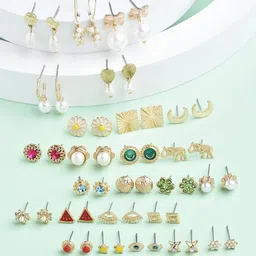 Zaveri Women Pack Of 25 Contemporary Studs Earrings-70