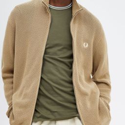 Fred Perry Men Self Design Front Open Ribbed Sweatshirt-15