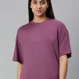 Huetrap Women Cotton Drop-Shoulder Sleeves Boxy T-shirt-image-85