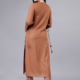 Vishudh Women Brown Embroidered Kurta with Palazzos image 4