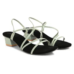 JM Looks Strappy Open Toe Block Heels With Backstrap image 4